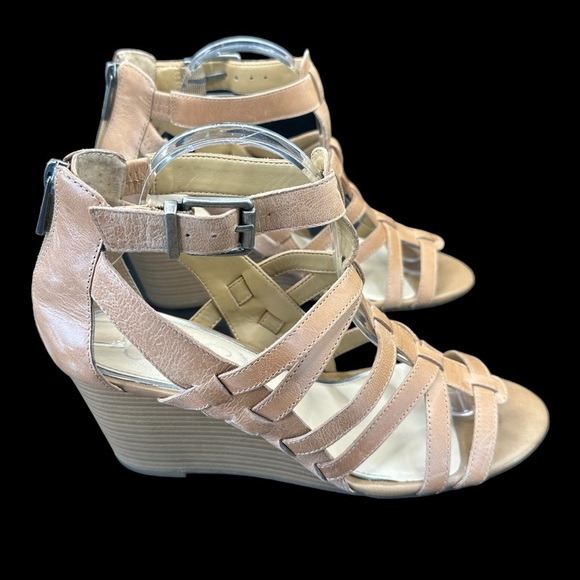 Jessica Simpson Strappy Gladiators Wedge Sandals Brown Size 9.5 - Picture 3 of 14